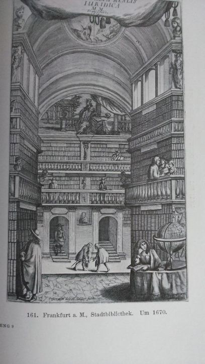 Stadsbibliotheek van Frankfurt. Gravure uit circa 1670