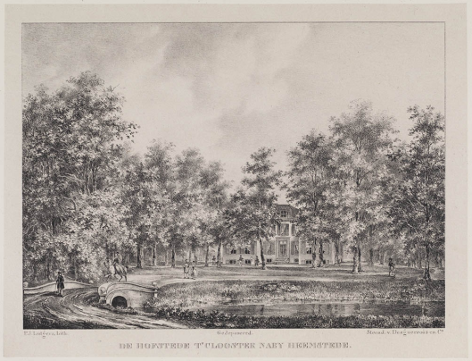 Hofstede 't Klooster omstreeks 1842 op een litho van P.J.Lutgers