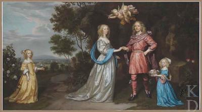Adriaan Pauw (1649-1719) en echtgenote Cornelia Pauw (1626-1692) en 2 kibnderen van wie rechts de toen 4-jarige Anna Christina Pauw (1649-1719). Schilderij van Johannes Mijtens uit 1653