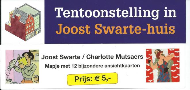 Boekenleggers van Joost Swarte Huis in Amsterdam en ansichtkaarten met affbeeldingen door Joost Swarte en Charlotte Mutsaers