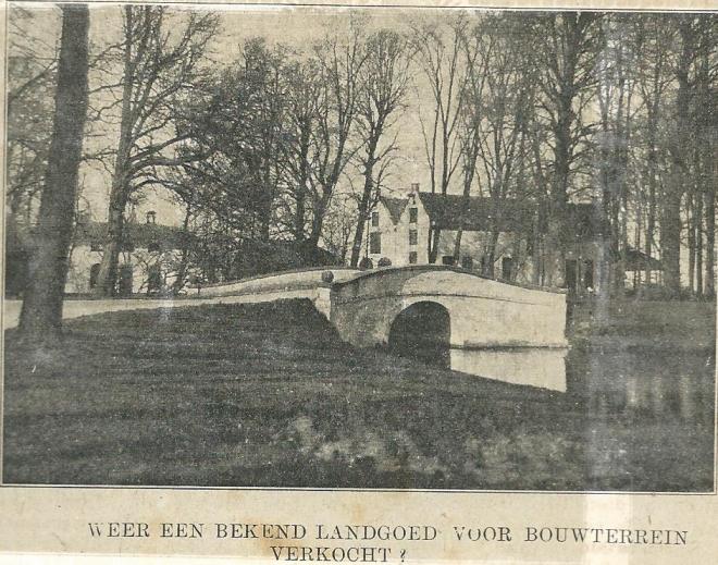 Bericht over toekomstige verkoop van landgoed 't Clooster, uit: Zondagsblad Nieuwe Haarlemsche Courant van 20 mei 1911.