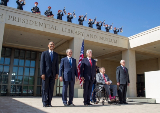 Bij de opening van de G.W.Bush Library