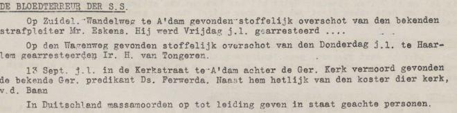Uit: Vrij Nederland, nieuwsbulletin voor Noord-Holland, 18-9-1944.
