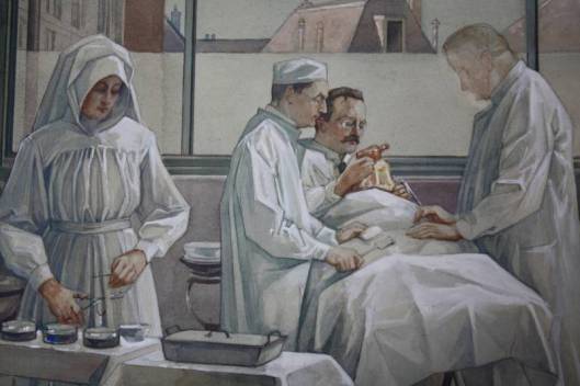 Een operatie; aquarel door Anton Molkenboer uit 1921