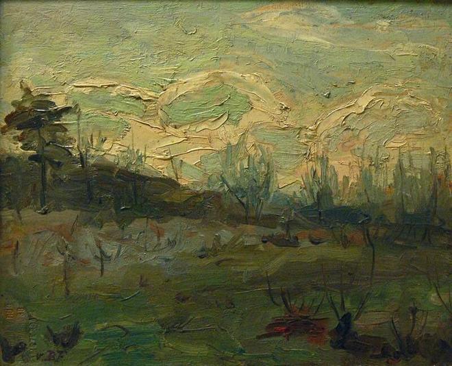 G.H.G.von Brucken Fock: landschap met wolkeneffect. In bezit van het Frans Hals Museum