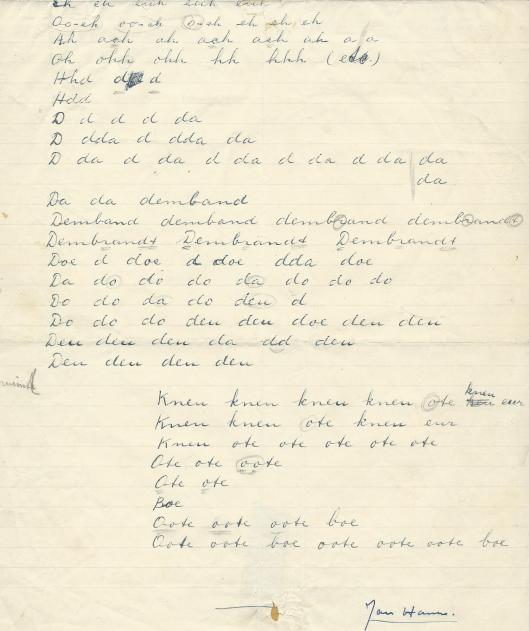 Vervolg van Jan Hanlo's gedicht in manuscript: Oote