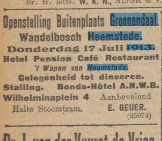 Advertentie uit Algemeen Dagblad van 12 juli 1913