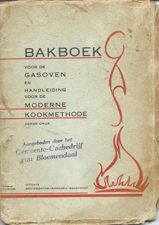 In 1938 bood de directie van het gasbedrijf Bloemendaal aan ale deelnemers een bakboekje met recepten voor de gasoven aangeboden. De prijs van het gas was dat jaar gesteld op 6 cent per kubieke meter.