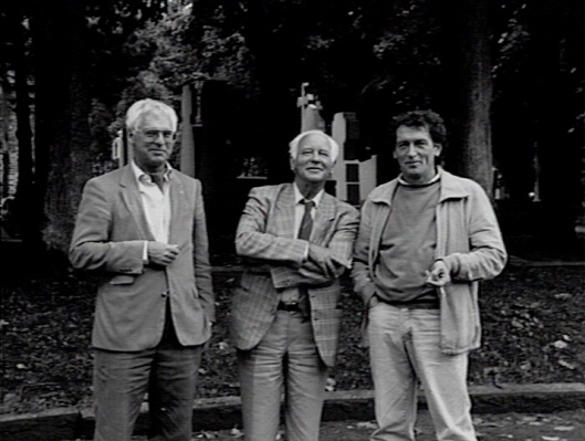 De 3 samenstellers van televisieserie en boek 'Abdijen der lage landen' V.l.n.r. Gerrit Visscher, Michel van der Plas en Jan Gruytaert (foto Katholiek Documentatie Centrum)