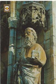 Girona: detail van 1 van de 12 apostelen, 15e eeuw