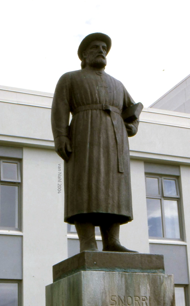 Standbeeld van de IJslandse geleerde, politicus en dichter Snorri Sturlason in Reykholt (foto Jan van Nahl)