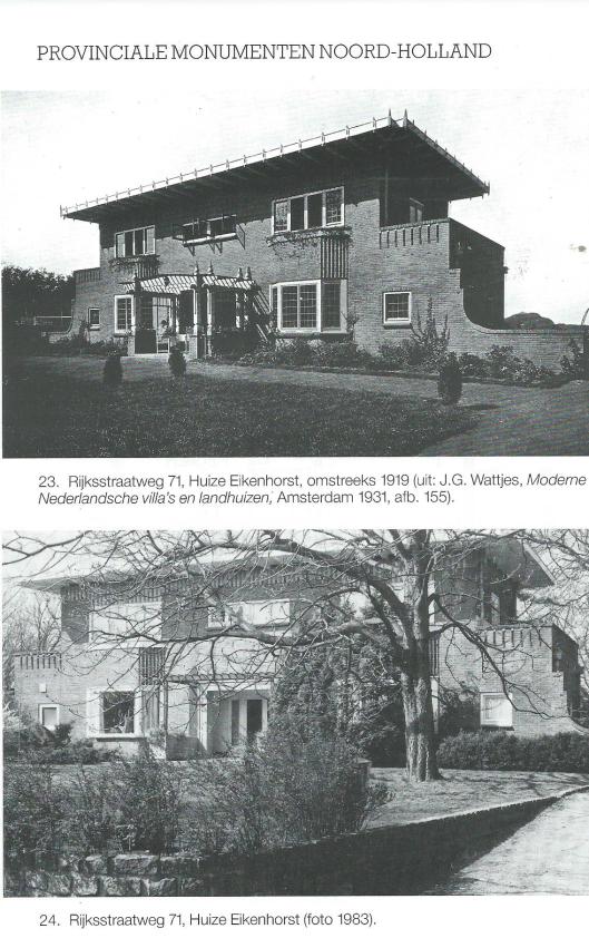 Eikenhorst Bennebroek, uit: Provinciale monumenten van Noord-Holland: Bennebroek, 1987