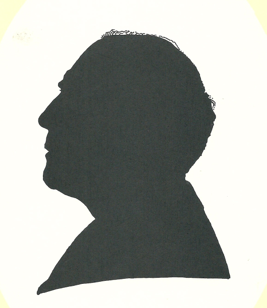 Pieter Wetselaar en profil in silhouet en door hemzelf getekend