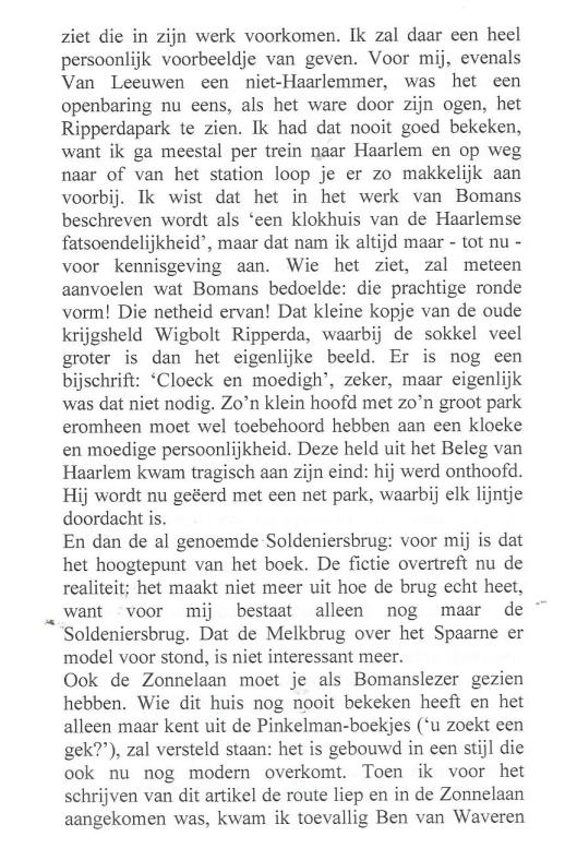 Over Ben van Waveren als buurman van Godfried Bomans, uit: Jac Aarts, Met andere maten, 2008, pagina 94